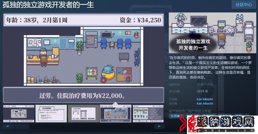 孤独的独立游戏开发者的一生Steam页面上线