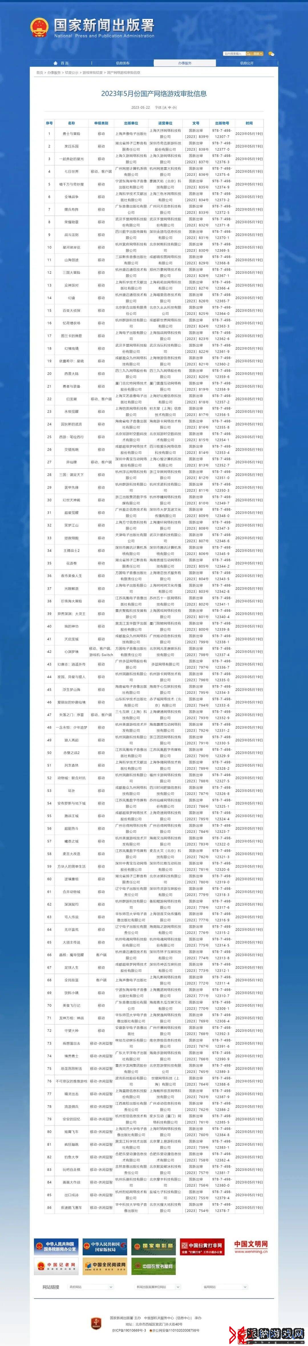 2023年5月国产游戏过审版号-2023年5月国产过审游戏版号