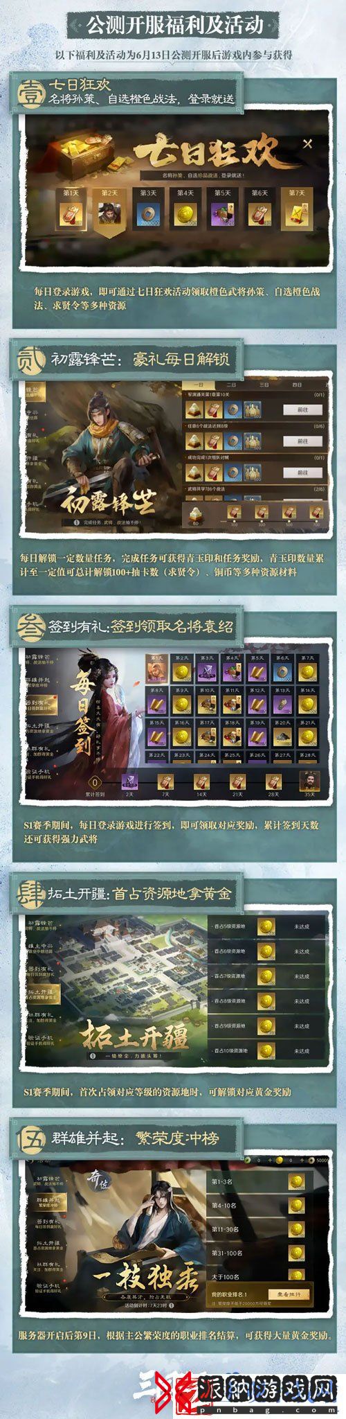 三国谋定天下公测开服福利活动有哪些
